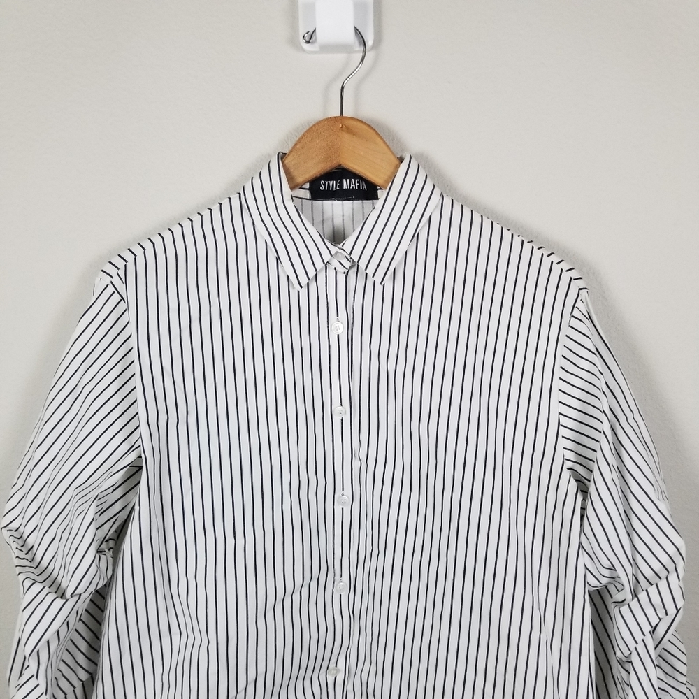 Style Mafia x Free People Striped Voluminous Balloon Sleeve Shirt Size S/M - Picture 10 of 14